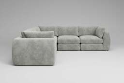 Zen - 5 Piece Corner - Rearrangeable Modular Sofa, Soft Woven Chenille / Pure / Full-Width Back Cushions
