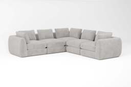 Zen - 5 Piece Corner - Rearrangeable Modular Sofa, Soft Woven Chenille / Pure / Full-Width Back Cushions - thumbnail 3