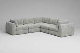Zen - 5 Piece Corner - Rearrangeable Modular Sofa, Soft Woven Chenille / Pure / Full-Width Back Cushions - thumbnail 5