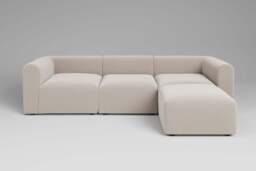 Aura - 3 Piece with Footstool - Rearrangeable Modular Sofa, Plush Chenille / Chalk - thumbnail 1