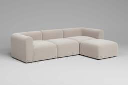 Aura - 3 Piece with Footstool - Rearrangeable Modular Sofa, Plush Chenille / Chalk - thumbnail 3
