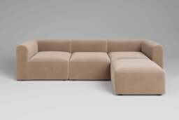 Aura - 3 Piece with Footstool - Rearrangeable Modular Sofa, Boucle / Mink - thumbnail 2