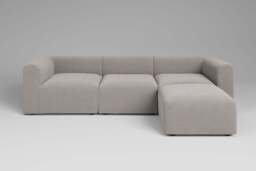 Aura - 3 Piece with Footstool - Rearrangeable Modular Sofa, Boucle / Mink - thumbnail 1