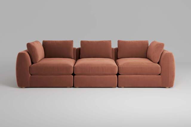 Zen - 3 Piece - Rearrangeable Modular Sofa, Soft Touch Velvet / Cinnamon / Standard Back Cushions - image 1