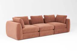 Zen - 3 Piece - Rearrangeable Modular Sofa, Soft Touch Velvet / Cinnamon / Standard Back Cushions - thumbnail 2