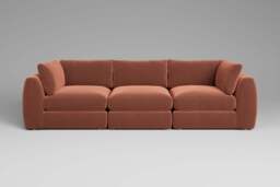 Zen - 3 Piece - Rearrangeable Modular Sofa, Soft Touch Velvet / Cinnamon / Standard Back Cushions - thumbnail 4