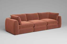 Zen - 3 Piece - Rearrangeable Modular Sofa, Soft Touch Velvet / Cinnamon / Standard Back Cushions - thumbnail 5