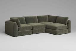 Zen - 4 Piece Corner - Rearrangeable Modular Sofa, Luxe Woven Velvet / Pine / Full-Width Back Cushions - thumbnail 5