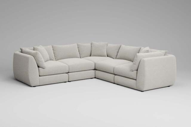 Utopia - 5 Piece - Rearrangeable Modular Sofa, Boucle / Ivory / Tailored Trim - image 1