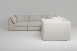 Utopia - 5 Piece - Rearrangeable Modular Sofa, Boucle / Ivory / Tailored Trim - thumbnail 2