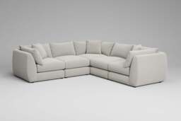 Utopia - 5 Piece - Rearrangeable Modular Sofa, Boucle / Ivory / Tailored Trim - thumbnail 1