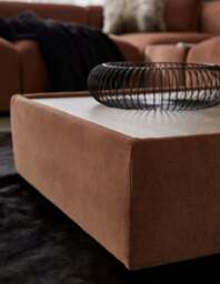 Aura - Oak Coffee Table - Rearrangeable Modular Sofa - Cotton Blend Bisque - thumbnail 3