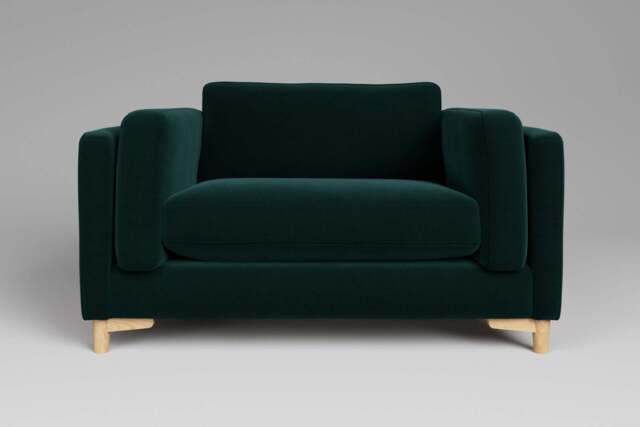 Fusion - Loveseat, Soft Touch Velvet / Bottle Green