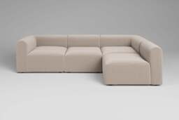 Aura - 4 Piece Open End - Rearrangeable Modular Sofa, Basket Weave / Sand - thumbnail 2