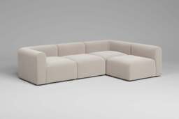Aura - 4 Piece Open End - Rearrangeable Modular Sofa, Plush Chenille / Chalk - thumbnail 3