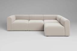 Aura - 4 Piece Open End - Rearrangeable Modular Sofa, Plush Chenille / Chalk - thumbnail 1