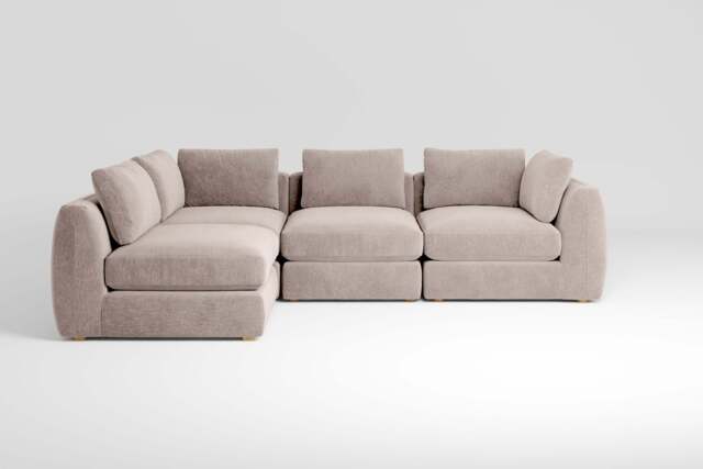 Zen - 4 Piece Corner - Rearrangeable Modular Sofa, Cotton Blend / Bisque / Standard Back Cushions - image 1