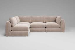 Zen - 4 Piece Corner - Rearrangeable Modular Sofa, Cotton Blend / Bisque / Standard Back Cushions - thumbnail 6
