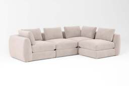 Zen - 4 Piece Corner - Rearrangeable Modular Sofa, Cotton Blend / Bisque / Standard Back Cushions - thumbnail 4