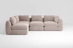 Zen - 4 Piece Corner - Rearrangeable Modular Sofa, Cotton Blend / Bisque / Standard Back Cushions - thumbnail 1