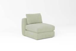 Zen - Armless Piece, Brushed Wool Feel / Sage / Standard Back Cushions - thumbnail 2