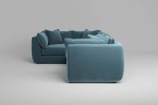 Utopia - 4 Piece - Rearrangeable Modular Sofa, Soft Touch Velvet / Sea Green / Casual Trim