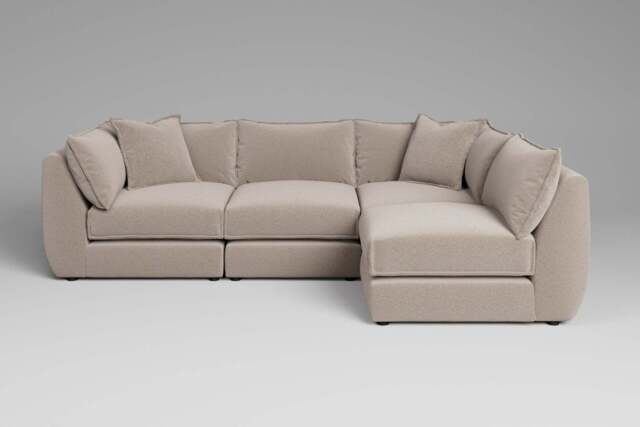 Utopia - 4 Piece Open End - Rearrangeable Modular Sofa, Basket Weave / Sand / Casual Trim - image 1