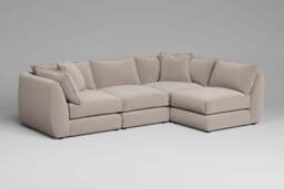 Utopia - 4 Piece Open End - Rearrangeable Modular Sofa, Basket Weave / Sand / Casual Trim - thumbnail 2