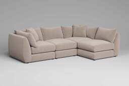 Utopia - 4 Piece Open End - Rearrangeable Modular Sofa, Basket Weave / Sand / Casual Trim - thumbnail 4