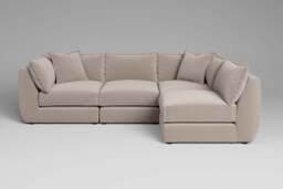 Utopia - 4 Piece Open End - Rearrangeable Modular Sofa, Basket Weave / Sand / Casual Trim - thumbnail 1