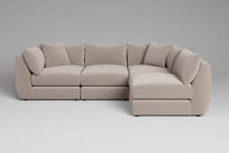 Utopia - 4 Piece Open End - Rearrangeable Modular Sofa, Basket Weave / Sand / Casual Trim - thumbnail 3