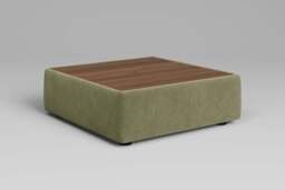 Utopia - Coffee Table - Rearrangeable Modular Sofa, Walnut / Cotton Blend / Jade - thumbnail 3