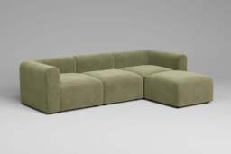 Aura - 3 Piece with Footstool - Rearrangeable Modular Sofa, Cotton Blend / Jade - thumbnail 3