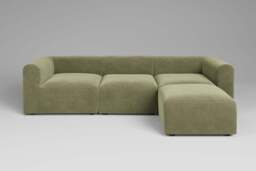 Aura - 3 Piece with Footstool - Rearrangeable Modular Sofa, Cotton Blend / Jade