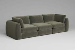 Zen - 3 Piece - Rearrangeable Modular Sofa, Luxe Woven Velvet / Pine / Full-Width Back Cushions - thumbnail 5