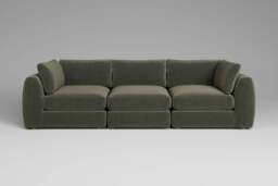 Zen - 3 Piece - Rearrangeable Modular Sofa, Luxe Woven Velvet / Pine / Full-Width Back Cushions - thumbnail 1