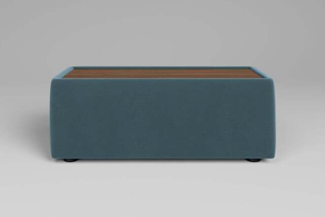 Utopia - Side Table - Rearrangeable Modular Sofa, Walnut / Soft Touch Velvet / Sea Green