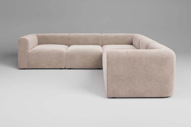 Aura - 5 Piece Corner - Rearrangeable Modular Sofa, Cotton Blend / Bisque - image 1