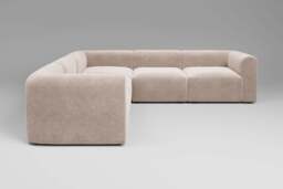 Aura - 5 Piece Corner - Rearrangeable Modular Sofa, Cotton Blend / Bisque - thumbnail 2