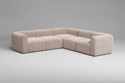 Aura - 5 Piece Corner - Rearrangeable Modular Sofa, Cotton Blend / Bisque - thumbnail 3