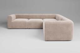Aura - 5 Piece Corner - Rearrangeable Modular Sofa, Cotton Blend / Bisque - thumbnail 1