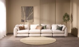 Zen - 4 Piece - Rearrangeable Modular Sofa, Cotton Blend / Bisque / Standard Back Cushions - thumbnail 2