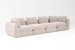 Zen - 4 Piece - Rearrangeable Modular Sofa, Cotton Blend / Bisque / Standard Back Cushions - thumbnail 4