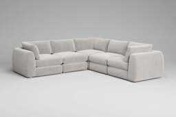 Zen - 5 Piece Corner - Rearrangeable Modular Sofa, Brushed Wool Feel / Whisper / Standard Back Cushions - thumbnail 5