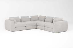 Zen - 5 Piece Corner - Rearrangeable Modular Sofa, Brushed Wool Feel / Whisper / Standard Back Cushions - thumbnail 2