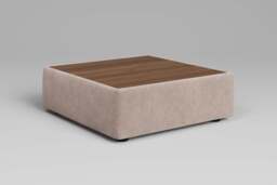 Aura - Coffee Table - Rearrangeable Modular Sofa, Oak / Cotton Blend / Bisque - thumbnail 3