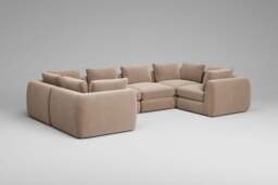 Zen - 6 Piece U Shape - Rearrangeable Modular Sofa, Soft Touch Velvet / Soft Mink / Full-Width Back Cushions - thumbnail 3