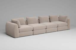 Zen - 4 Piece - Rearrangeable Modular Sofa, Basket Weave / Sand / Full-Width Back Cushions - thumbnail 4