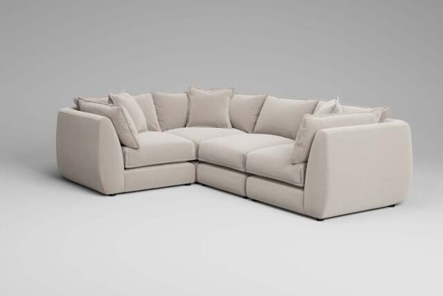 Utopia - 4 Piece - Rearrangeable Modular Sofa, Plush Chenille / Chalk / Tailored Trim - image 1