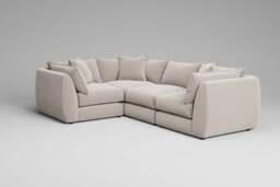 Utopia - 4 Piece - Rearrangeable Modular Sofa, Plush Chenille / Chalk / Tailored Trim - thumbnail 3